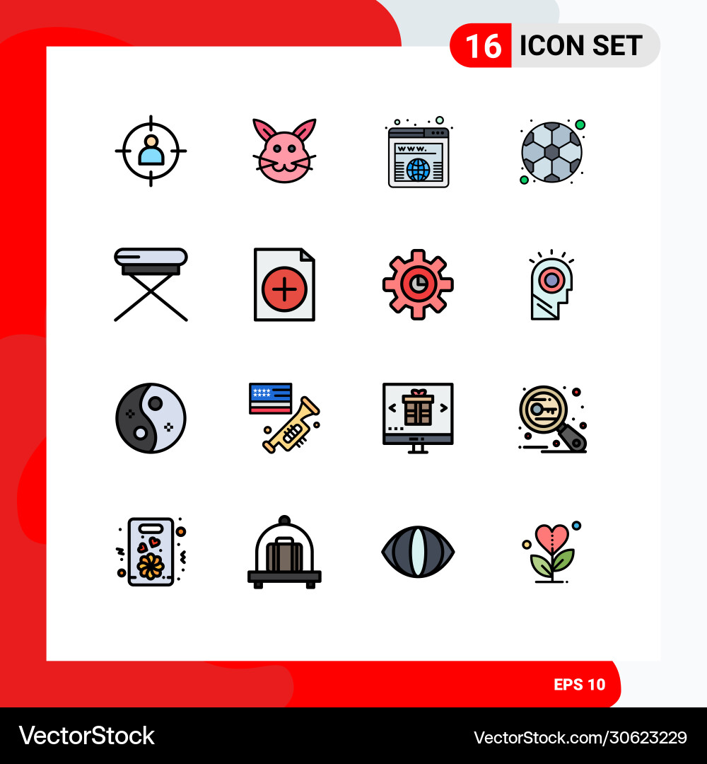 Set 16 flat color filled lines on grid Vector Image