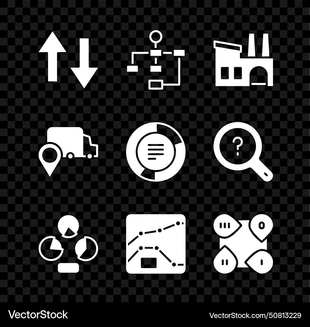 Set arrow hierarchy organogram chart factory pie Set arrow hierarchy organogram chart factory pie vector image