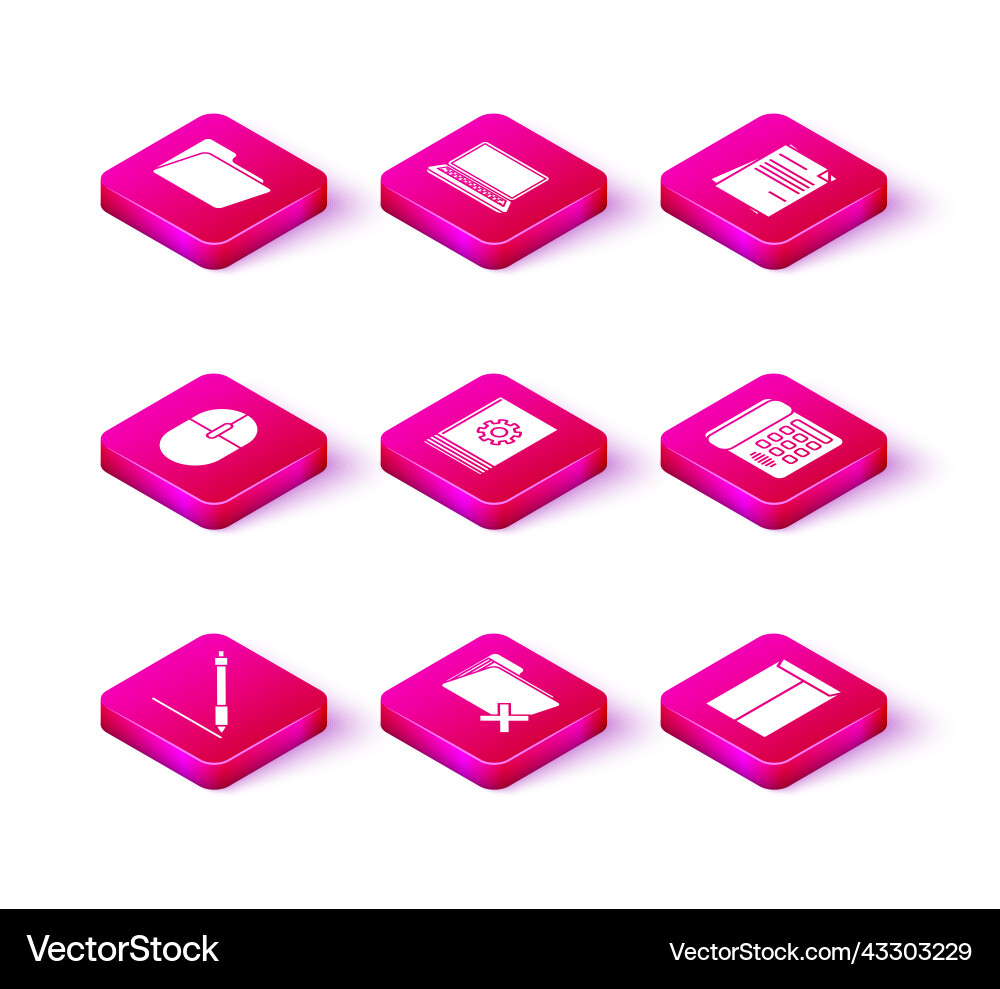 Set pen line delete folder computer mouse user Set pen line delete folder computer mouse user vector image