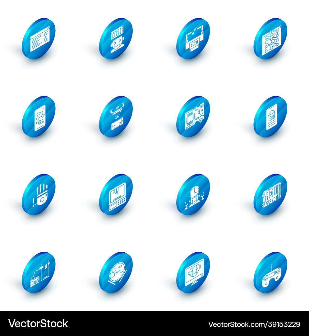 Set robot assembly line global technology Vector Image
