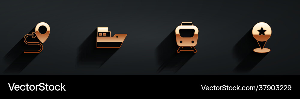 Set route location ship line path train and map Set route location ship line path train and map vector image