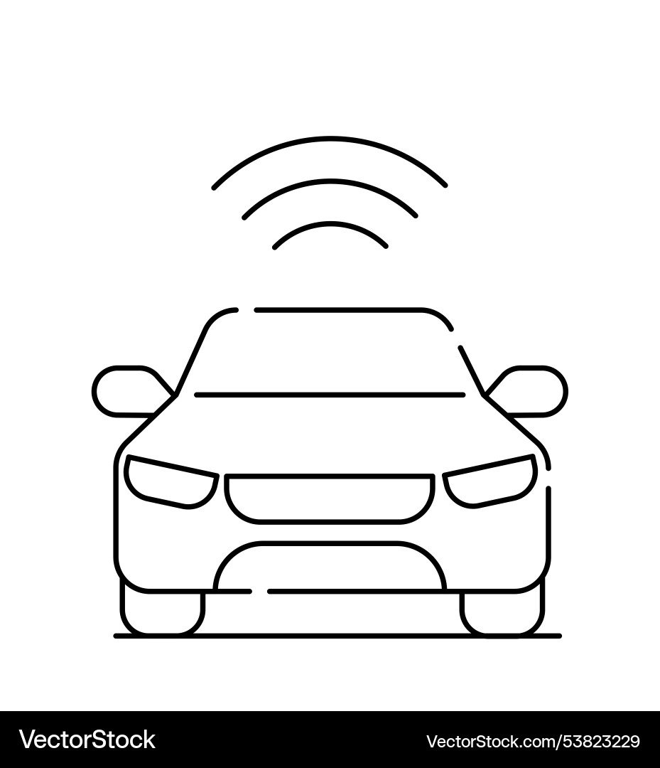 Smart car line icon auto controlled via internet Smart car line icon auto controlled via internet vector image