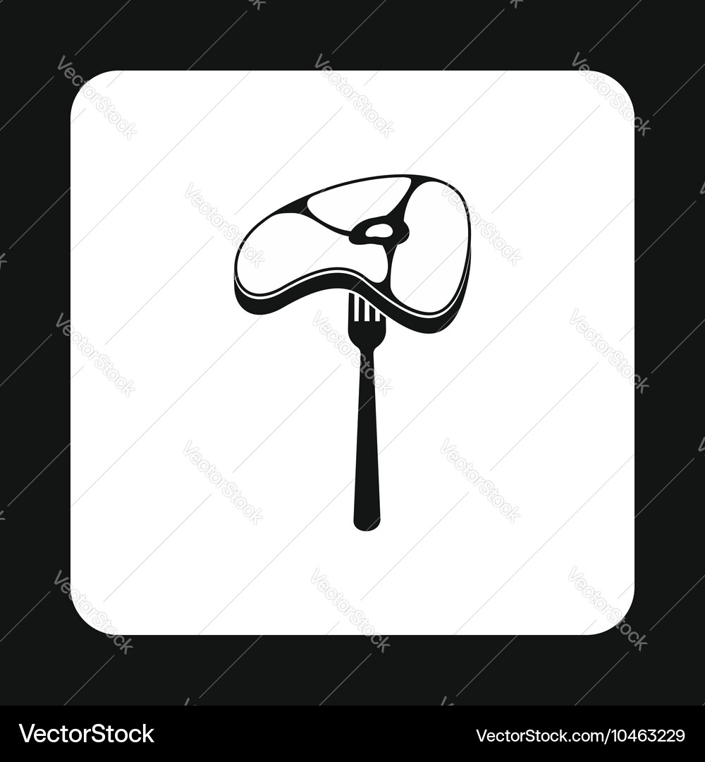 Steak on fork icon simple style vector image