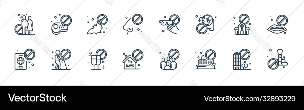 Virus restrictions line icons linear set quality Virus restrictions line icons linear set quality vector image