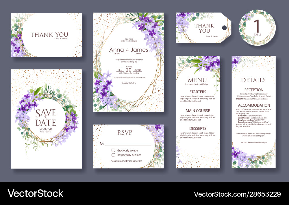 Wedding invitation card save date rsvp Wedding invitation card save date rsvp vector image