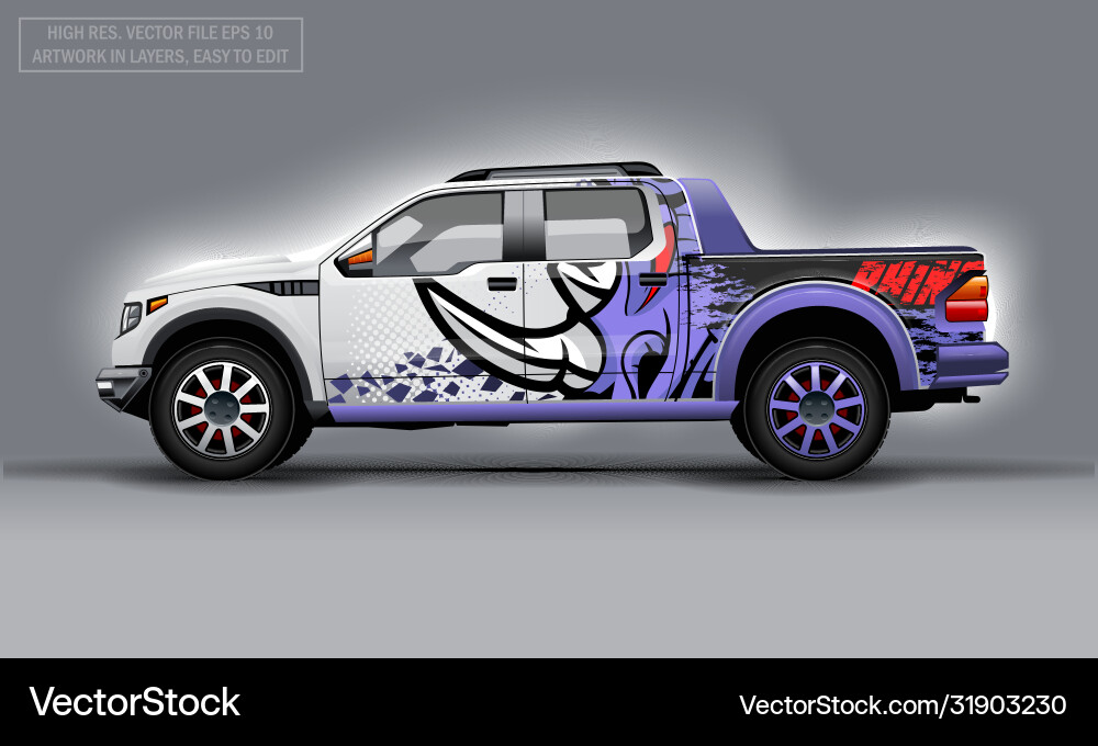 Abstract Rhino SUV Wrap Template Vector Image