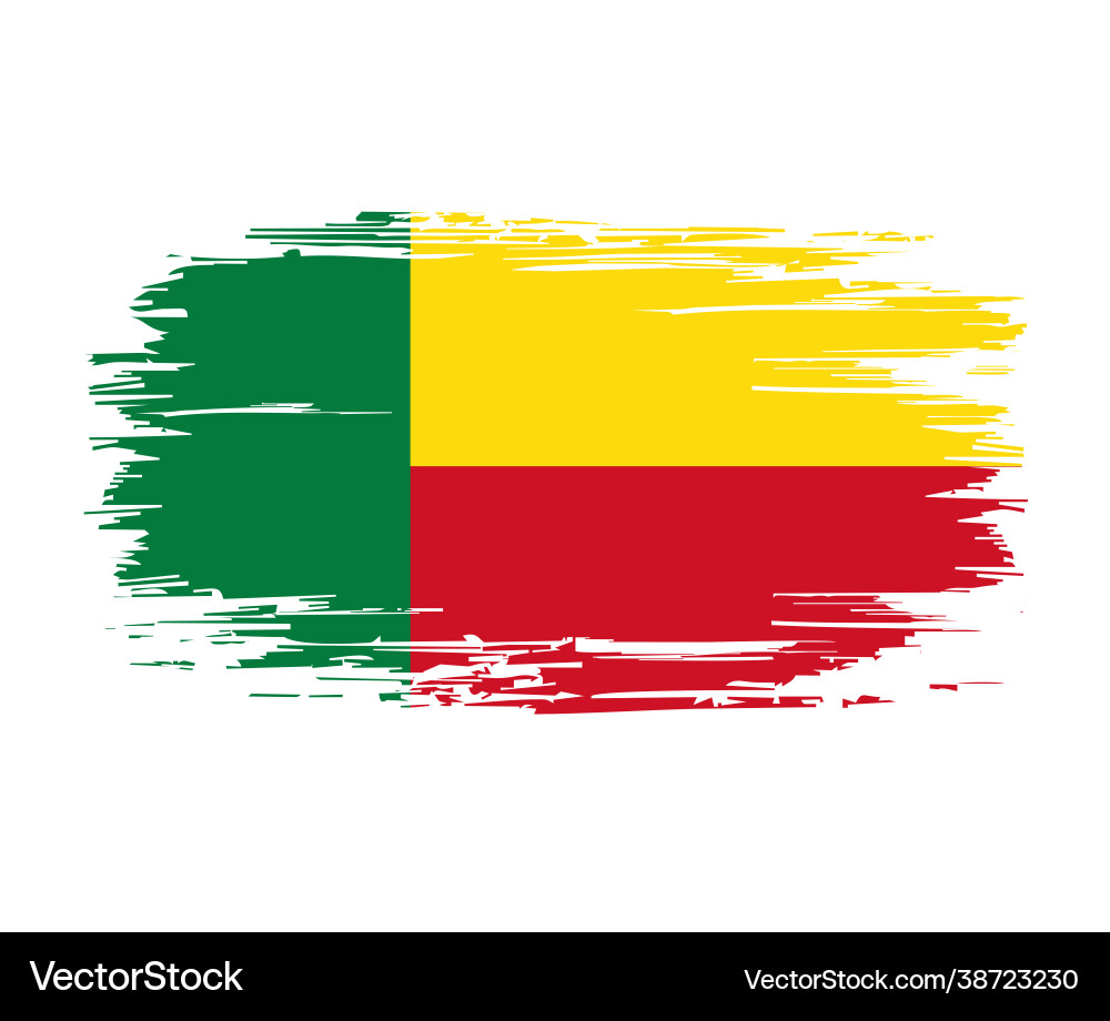 Benin Flagge Grunge Brush Stroke Vektorbild
