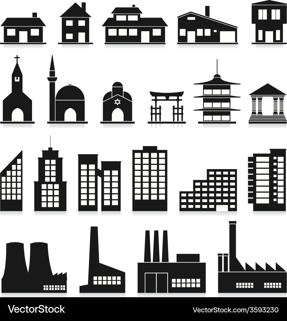 Building Icons Set vector image