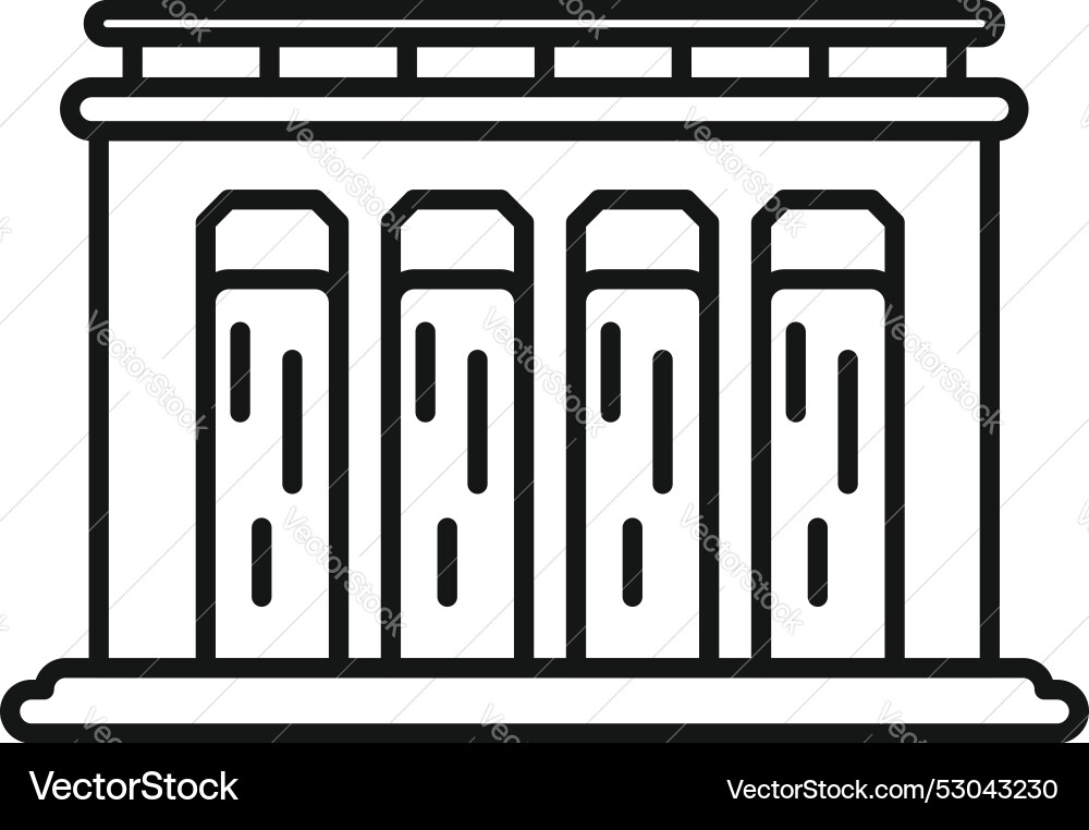 Building with columns facade thin line icon vector image