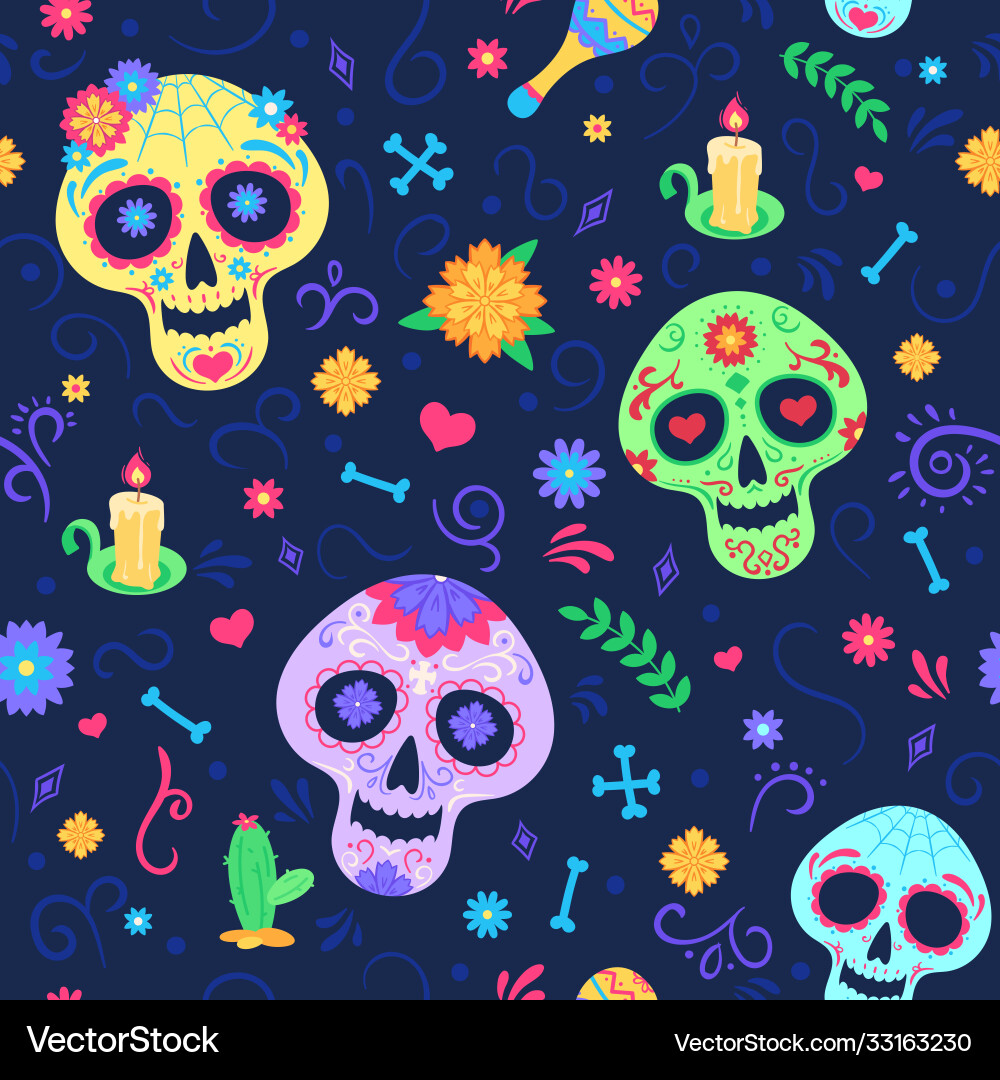Dia de los muertos pattern dead day holiday Dia de los muertos pattern dead day holiday vector image