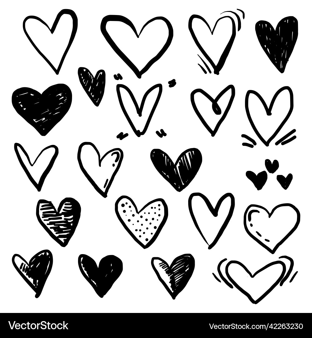 Doodle Herzen Sammlung Hand gezogen Liebe Herz Doodle Herzen Sammlung Hand gezogen Liebe Herz vektorbild