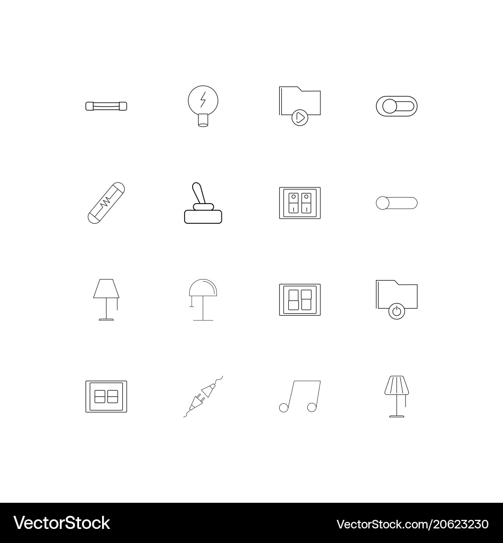 Electrical simple linear icons set outlined vector image
