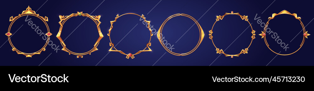 Empty circle golden frames medieval style Empty circle golden frames medieval style vector image