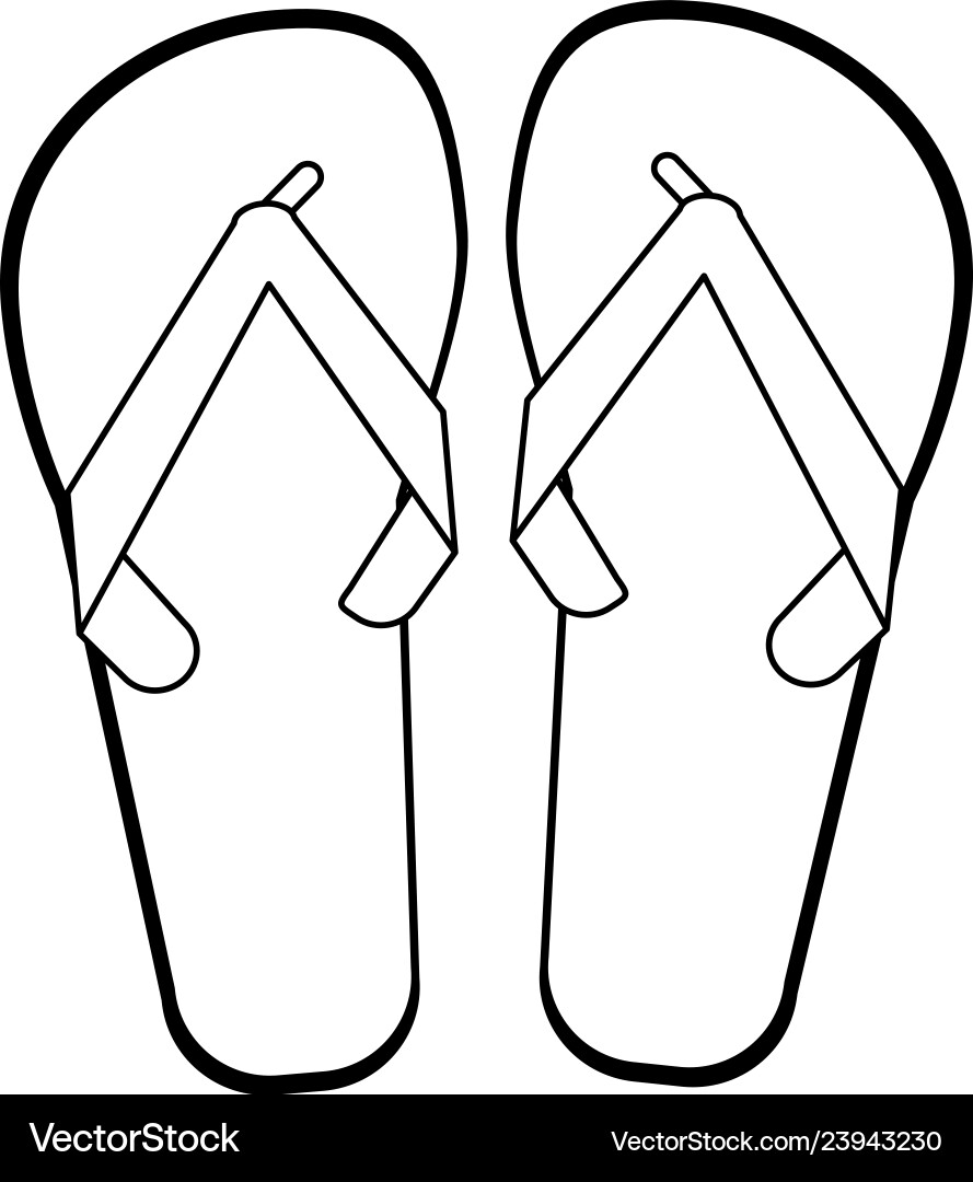 Flip flops sandals footwear symbol black and white Vector Image