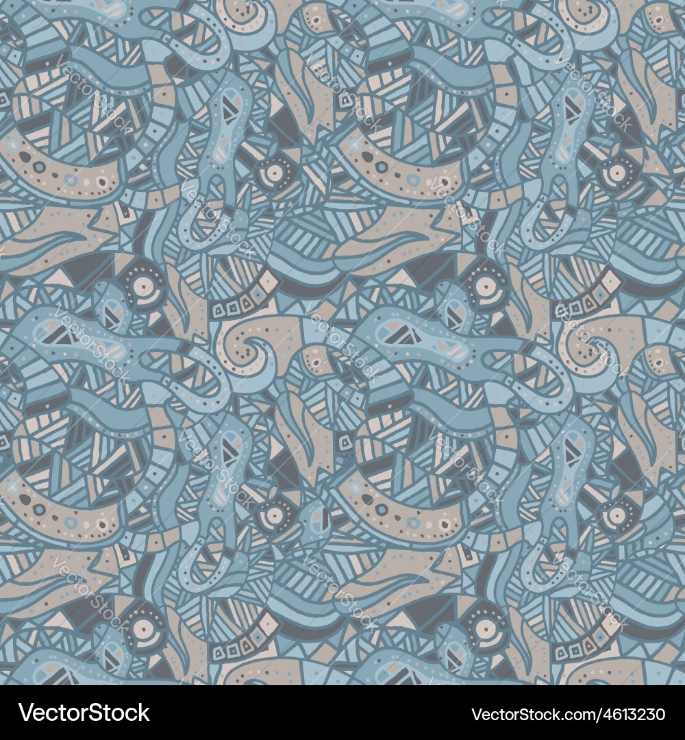 Hand drawn seamless pattern with wave and curl vector image