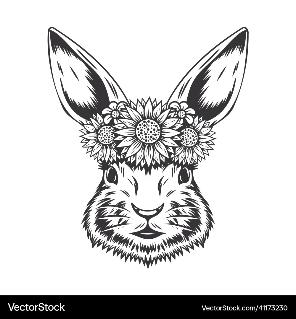 Kaninchen Hase Blume Linie Kunst Jahrgang Kaninchen Hase Blume Linie Kunst Jahrgang vektorbild
