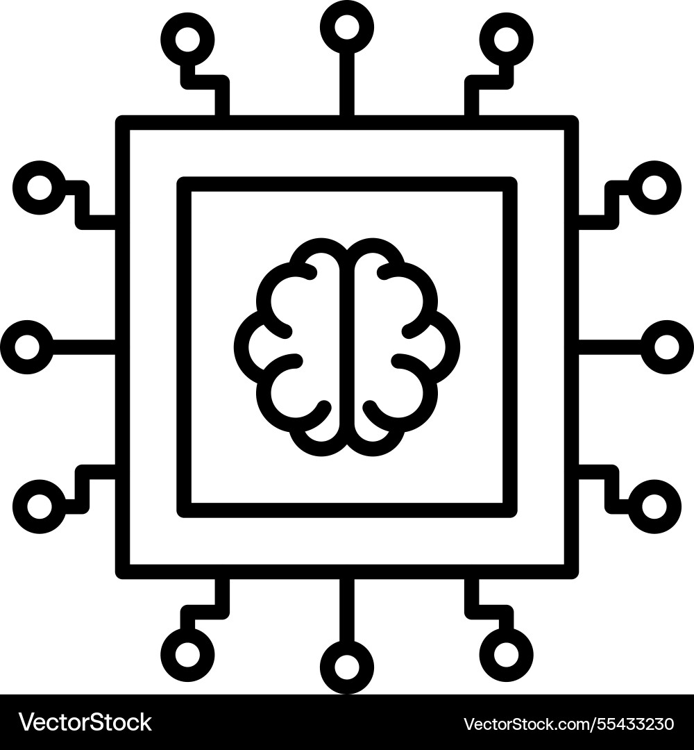 Microchip with brain icon Vector Image