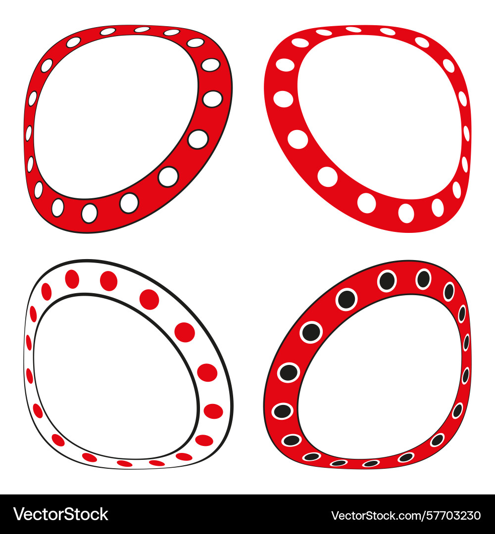 Oval frame elements red border pattern dot Oval frame elements red border pattern dot vector image