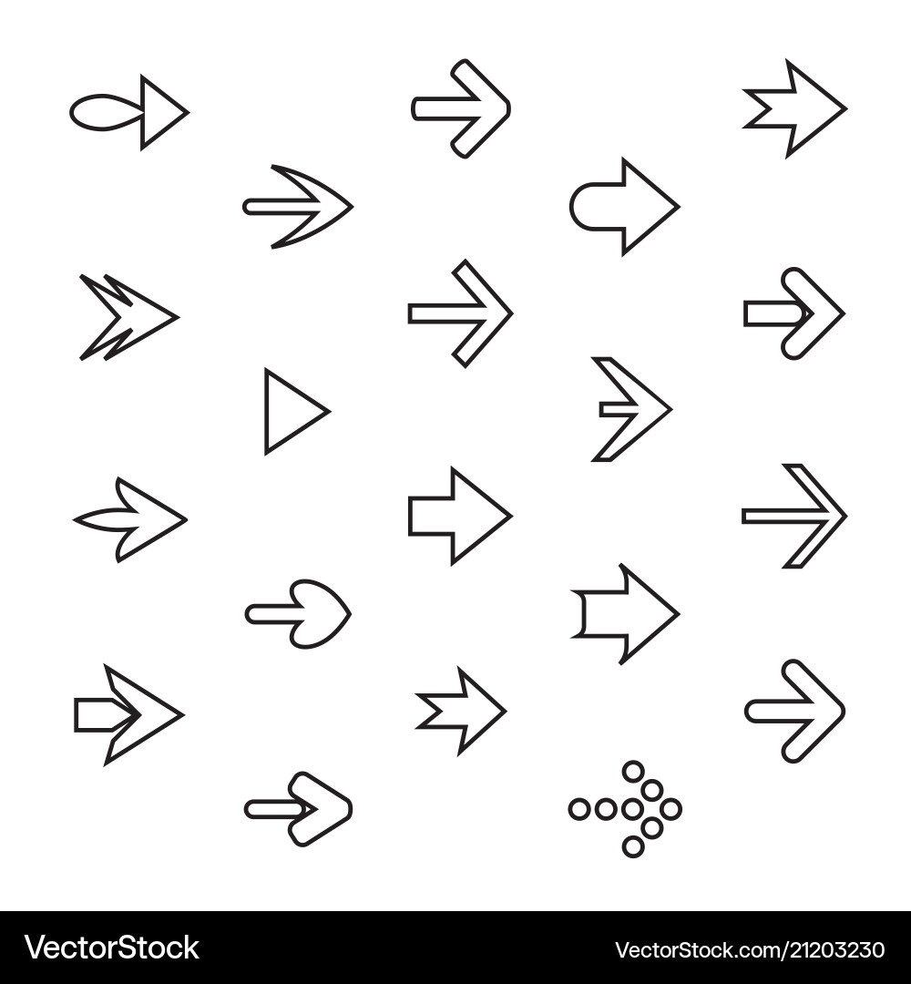 Set of outline arrows collection buttons vector image