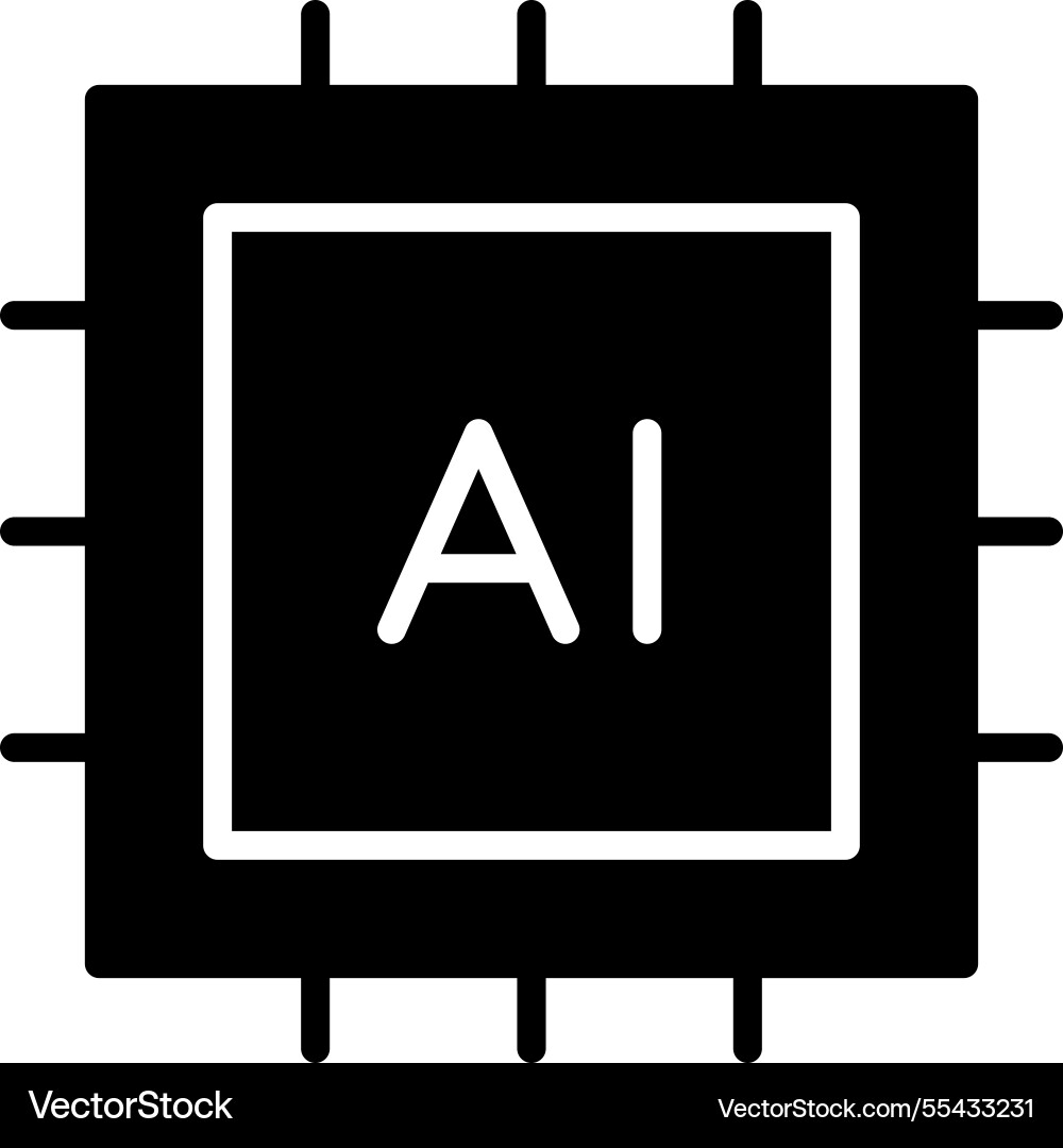 Ai processor symbol vector image