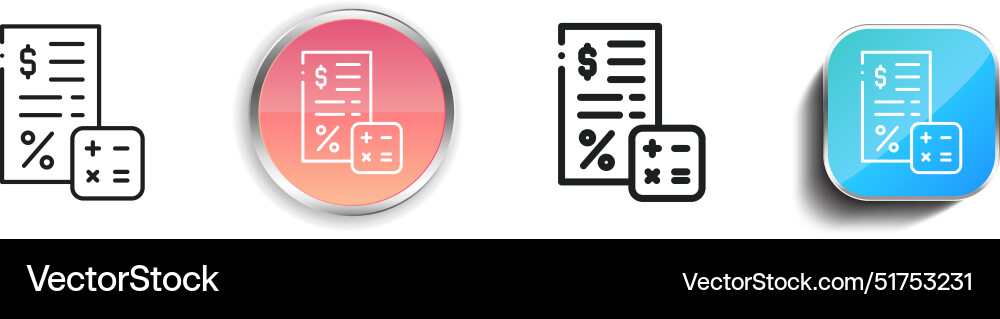 Bill icon thin linear regular and button style vector image