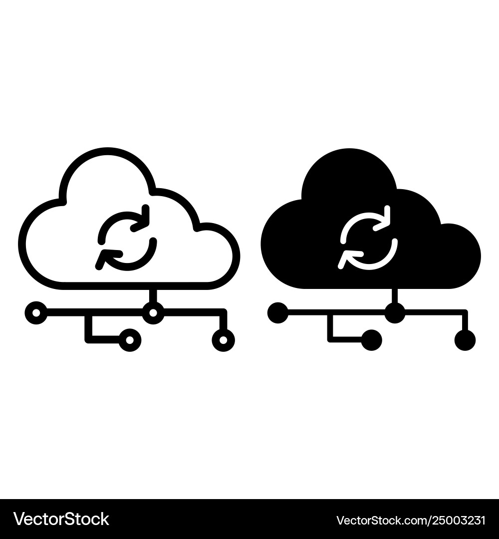 Cloud synchronization line and glyph icon network Cloud synchronization line and glyph icon network Vector Image