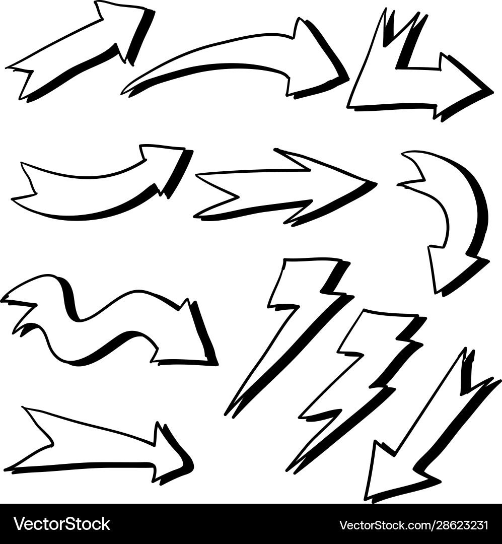 Doodle arrow collection hand drawn cartoon style Doodle arrow collection hand drawn cartoon style vector image