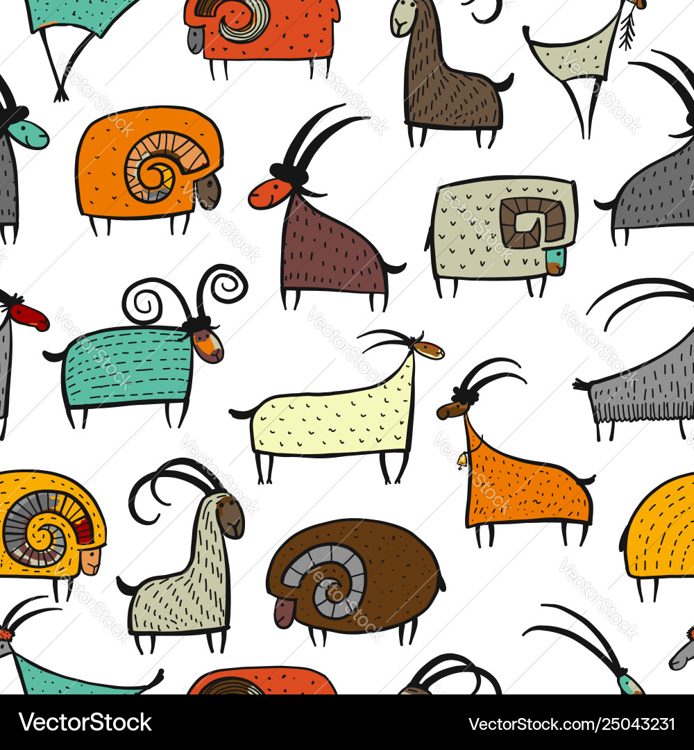 Goats and rams seamless pattern for your design Goats and rams seamless pattern for your design vector image