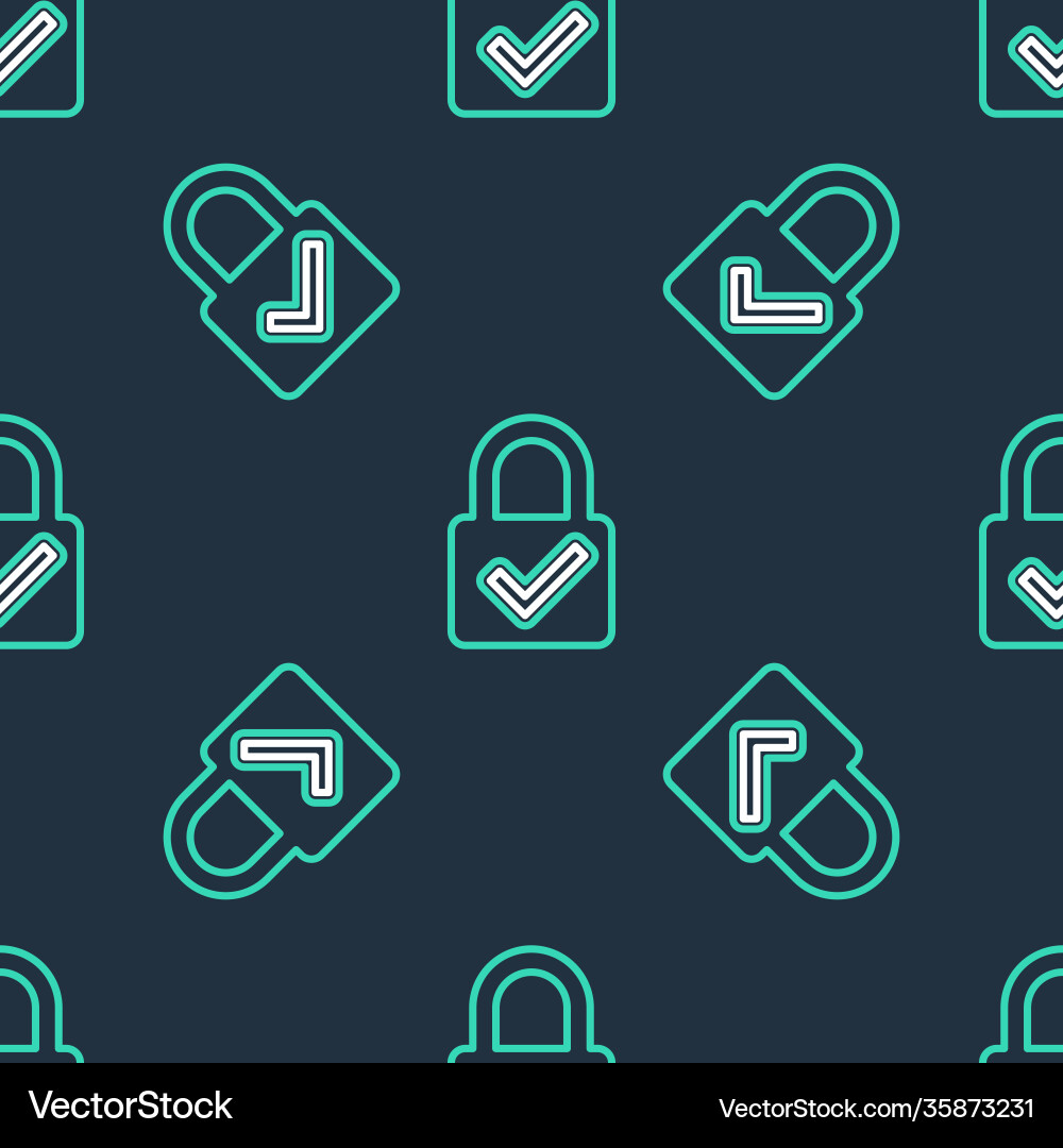 Line open padlock and check mark icon isolated Line open padlock and check mark icon isolated vector image