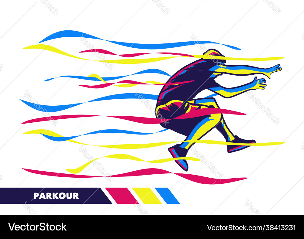 Man jumping with motion color artwork Vector Image