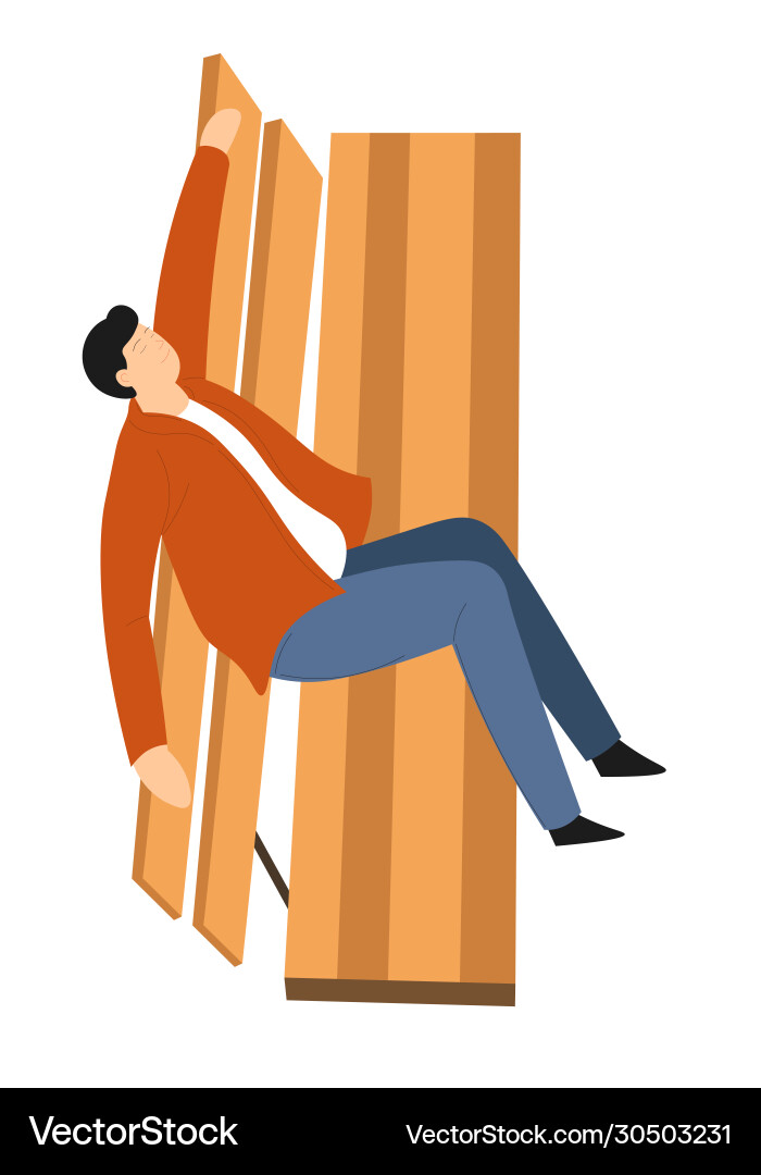Man sitting on wooden bench relaxing outdoors Man sitting on wooden bench relaxing outdoors vector image