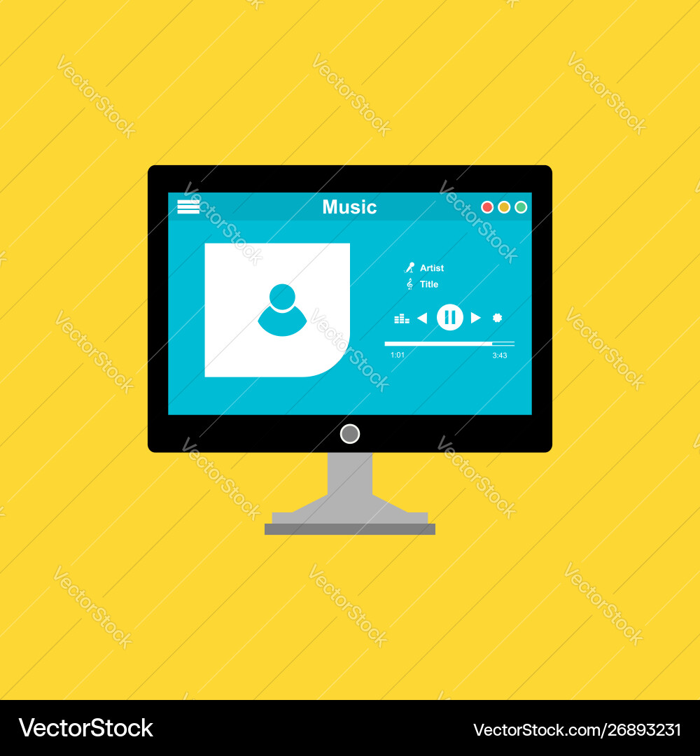 Media player application app template with flat Media player application app template with flat vector image