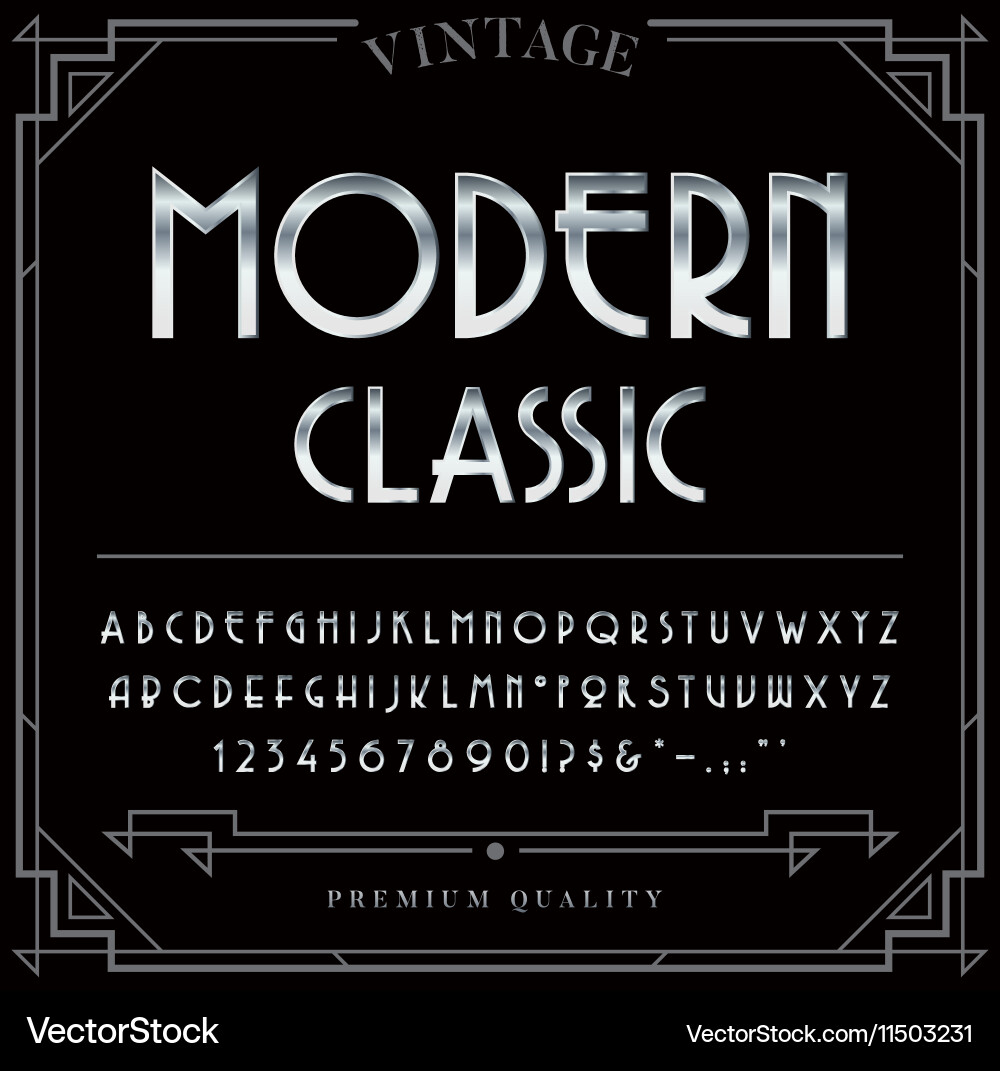 Metallic Chrome Font Set - Luxury & Modern Vector Image