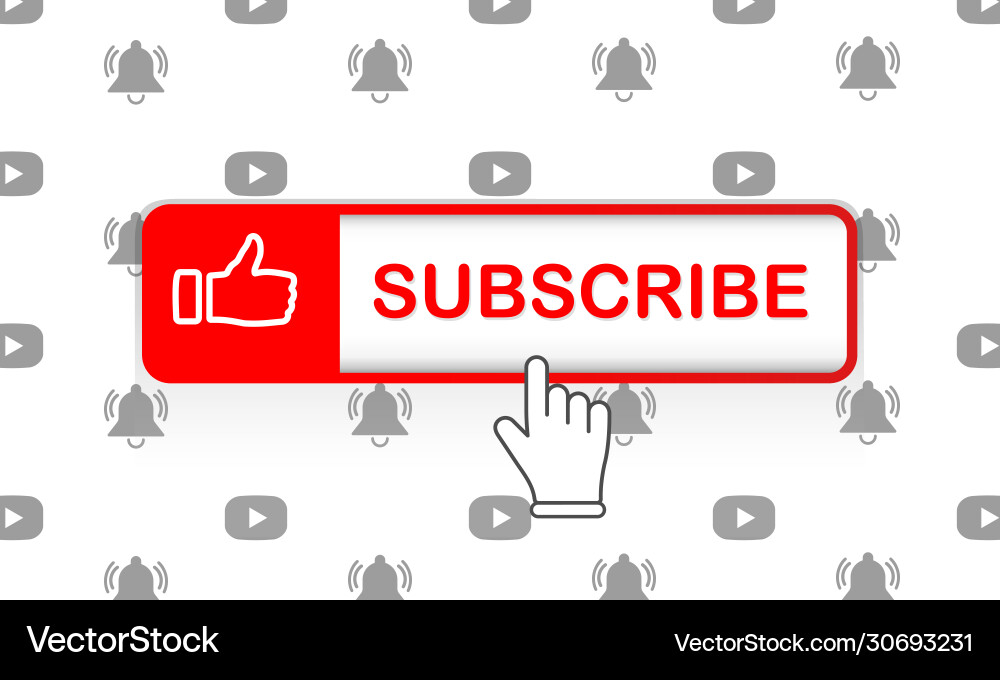 Red subscribe button with mouse pointer Red subscribe button with mouse pointer vector image