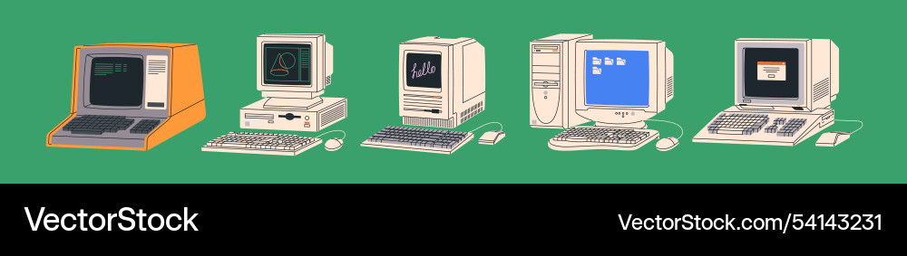 Retro Computers: 80s & 90s Tech vector image