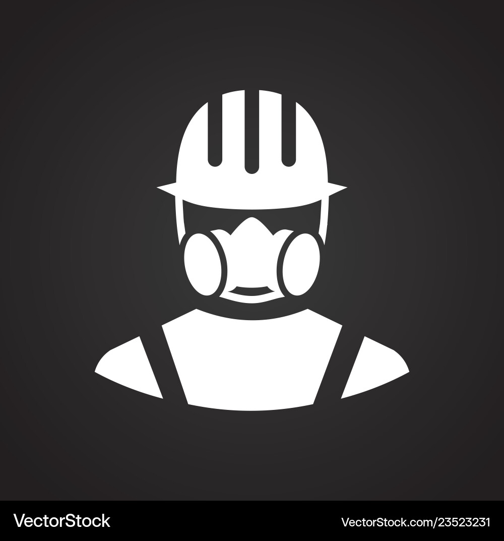 Safety gas dust protection mask icon on black Safety gas dust protection mask icon on black vector image