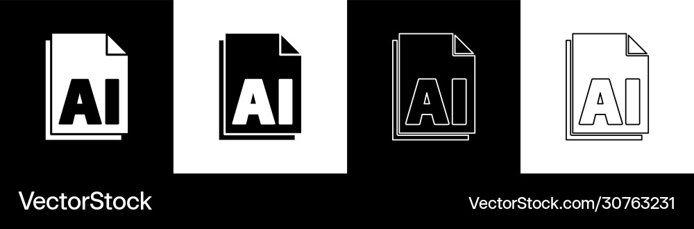 Set ai file document download button icon vector image