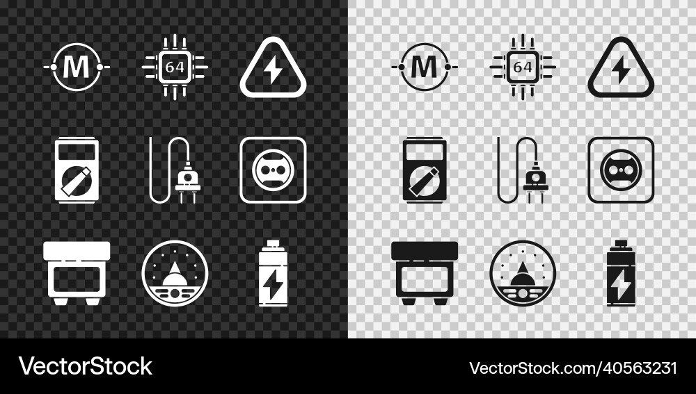 Set electric circuit scheme processor Set electric circuit scheme processor Vector Image