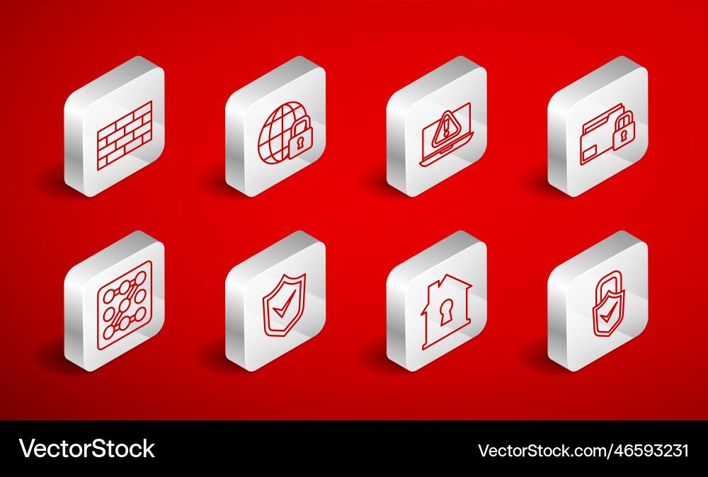 Set line lock and check mark global lockdown Set line lock and check mark global lockdown vector image
