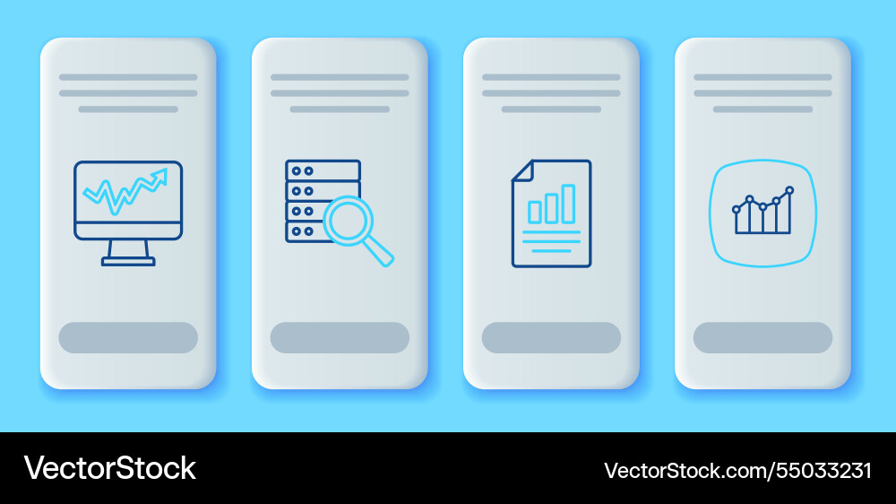 Set line server document with graph chart monitor Set line server document with graph chart monitor Vector Image