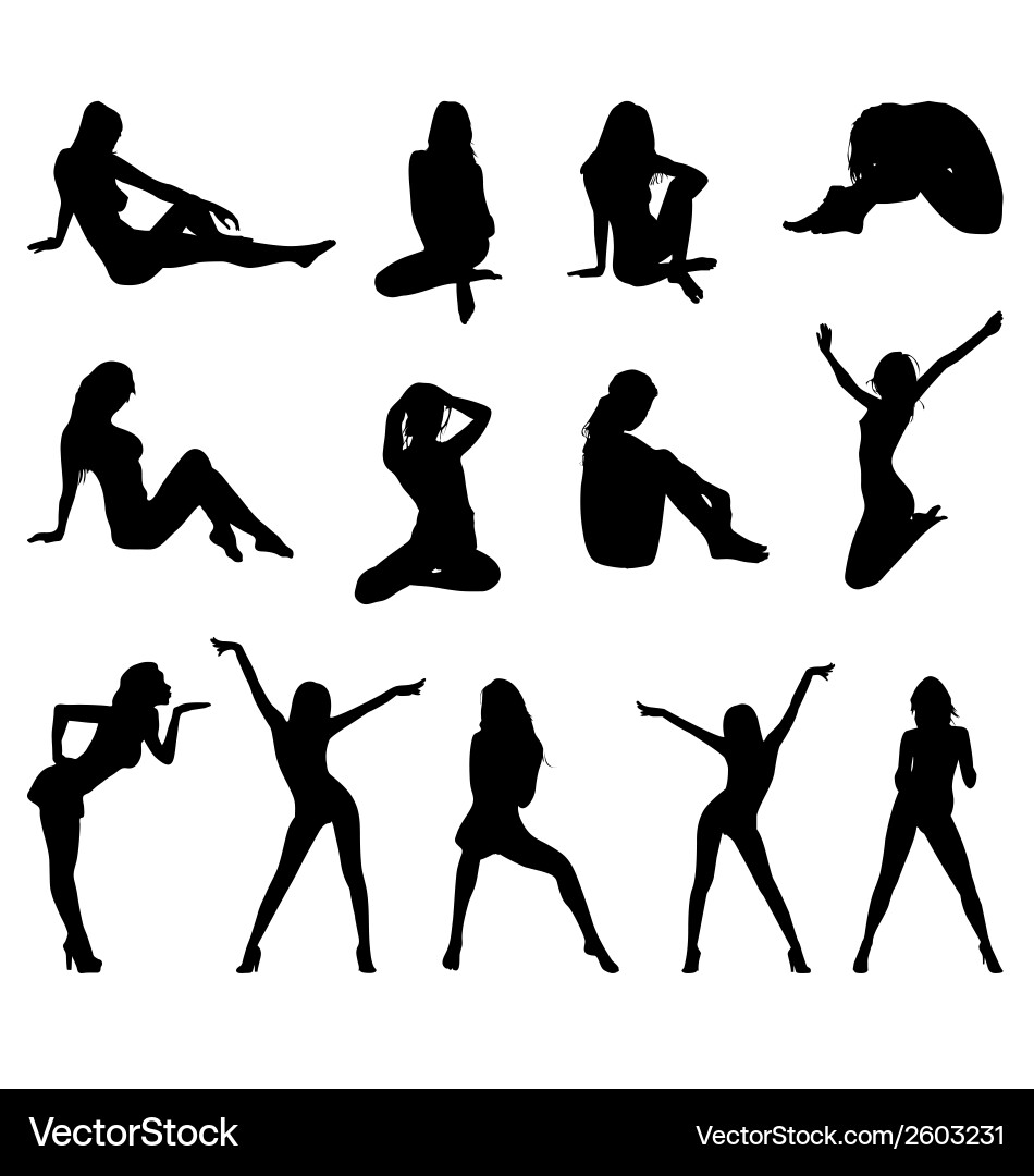 Silhouetted Women Poses Royalty Free Vector Image