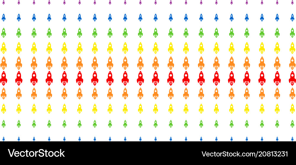 Space rocket shape halftone spectral pattern Space rocket shape halftone spectral pattern vector image