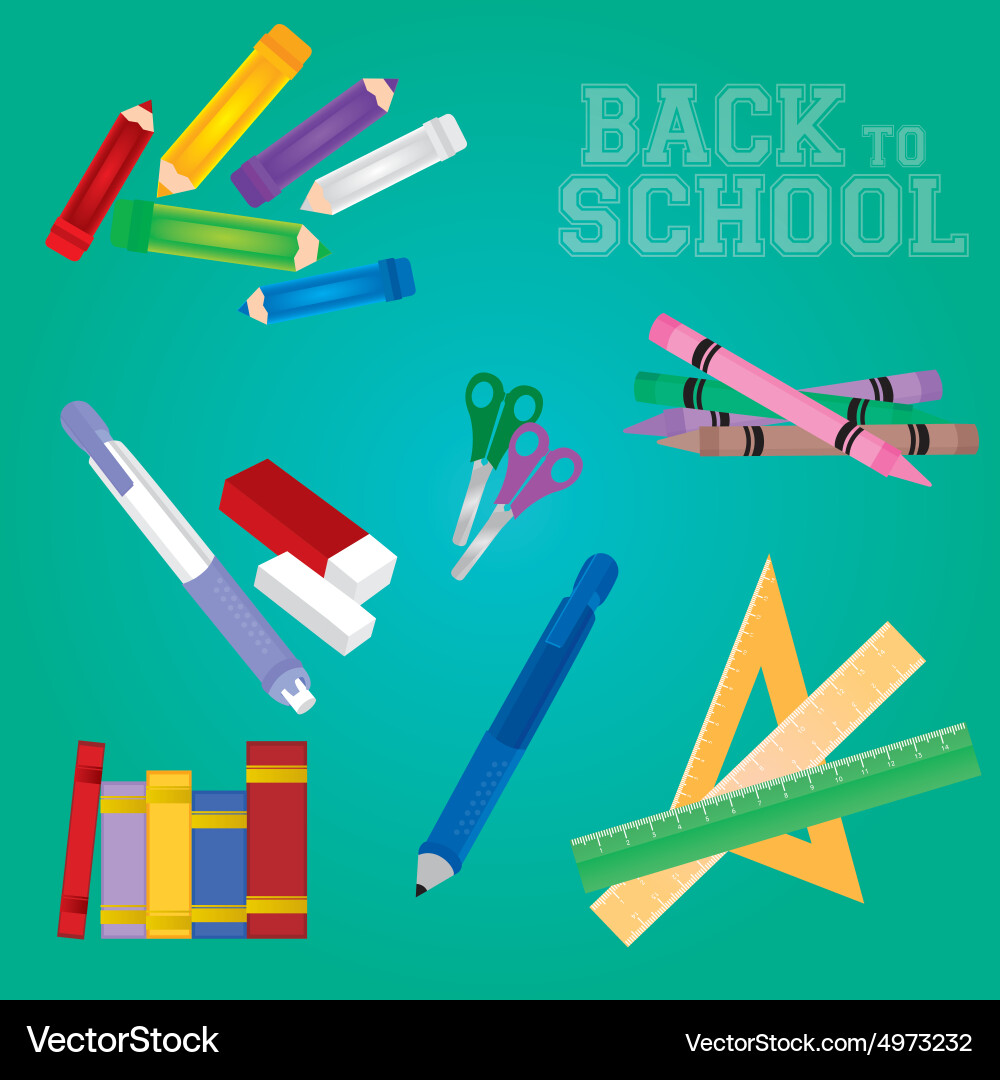 Abstract school objects on a blue background vector image