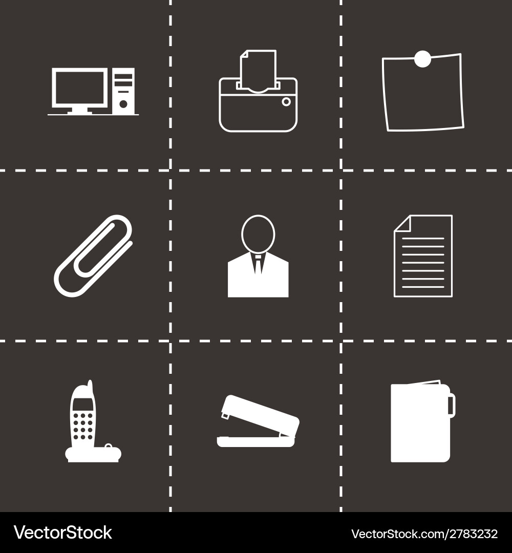 Black office icons set Vector Image