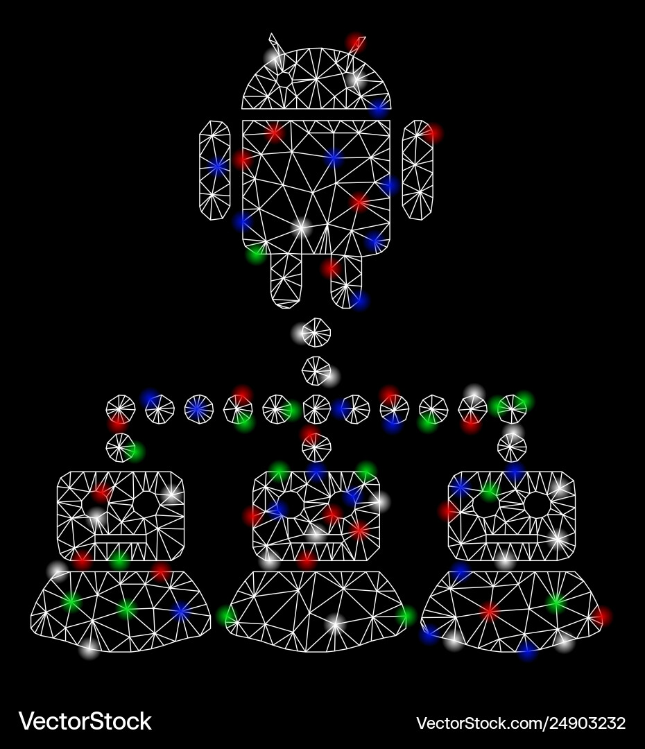 Bright mesh network android manager with flare Bright mesh network android manager with flare vector image