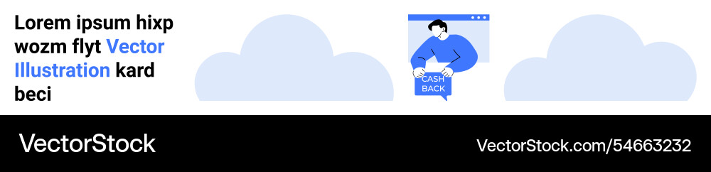 Browsing the web person with clickable button Vector Image