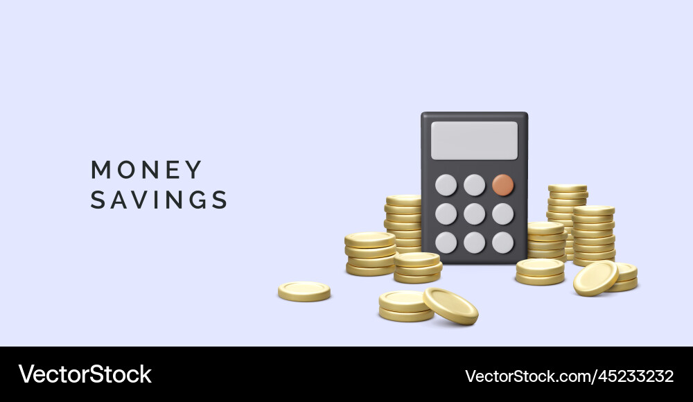 Calculator with gold coins stack calculation Calculator with gold coins stack calculation vector image