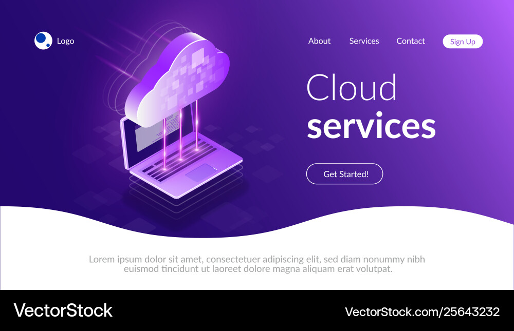 Cloud computing 3d isometric concept the process Cloud computing 3d isometric concept the process Vector Image