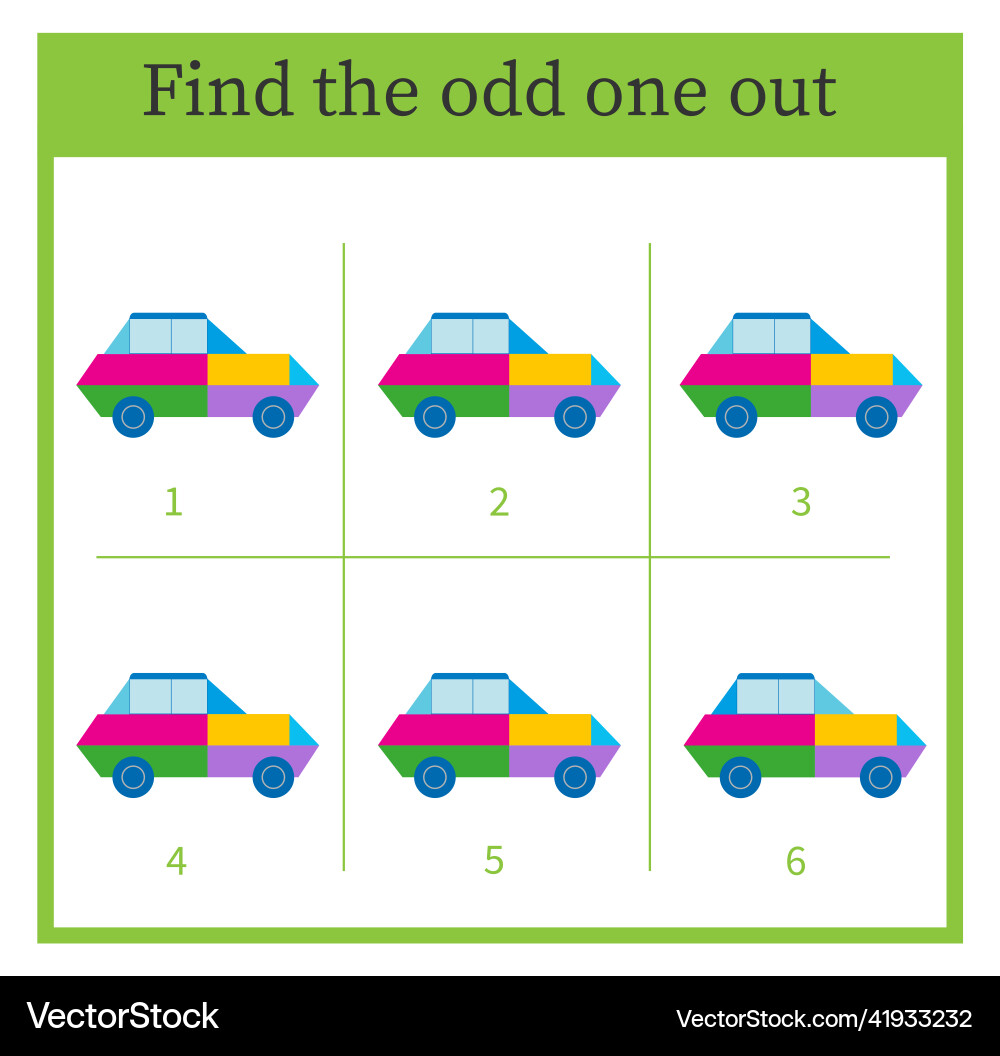 Find the odd one out visual logic puzzle vector image