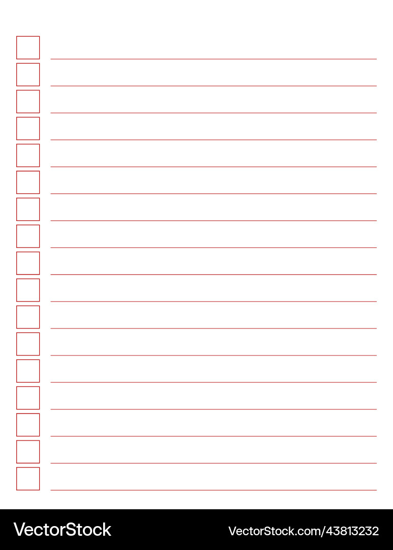 Graph paper printable to do list with check boxes Graph paper printable to do list with check boxes vector image